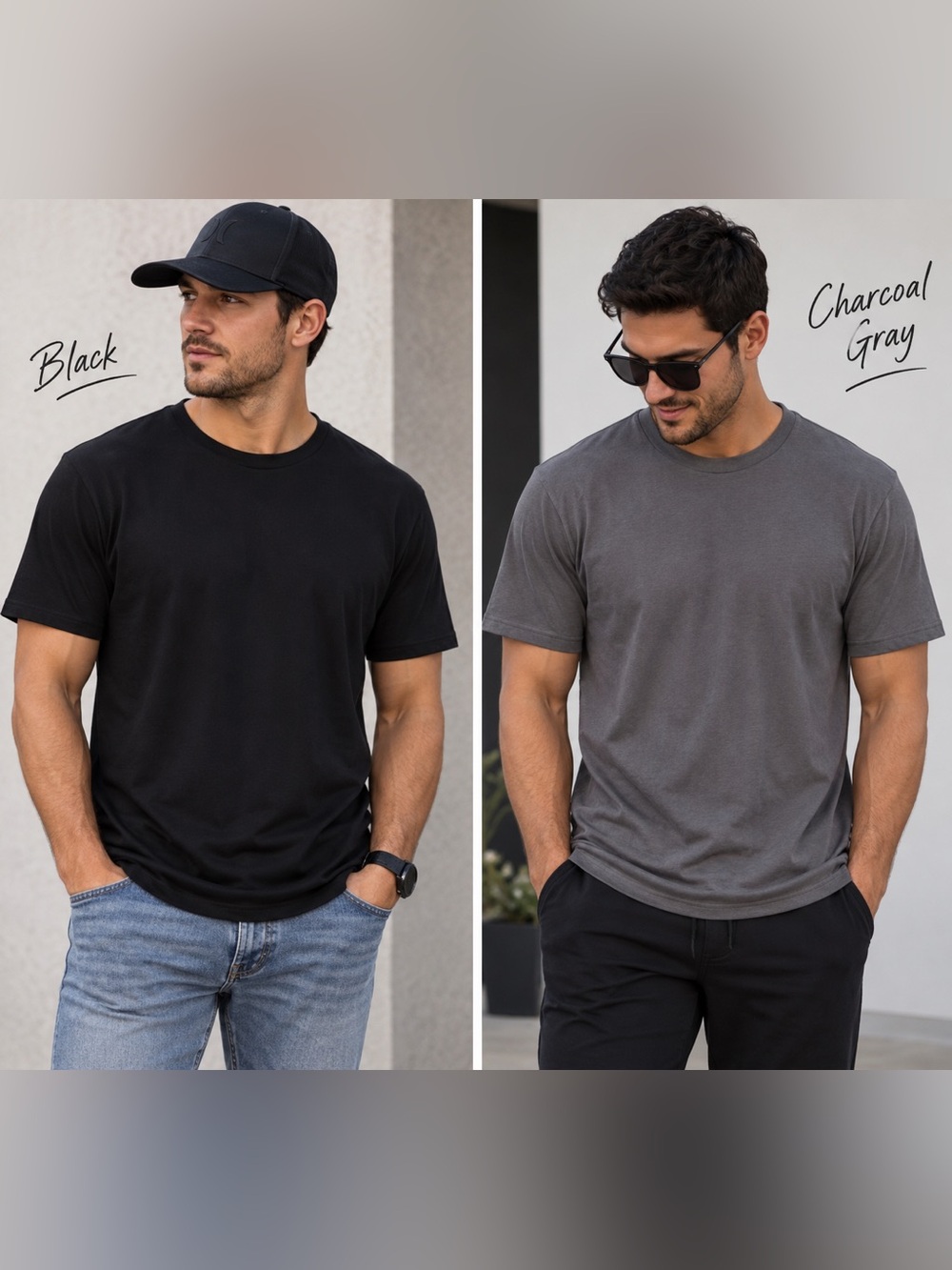 True Classic Men’s T-Shirts – 2-Pack Bundle | Black & Charcoal Gray